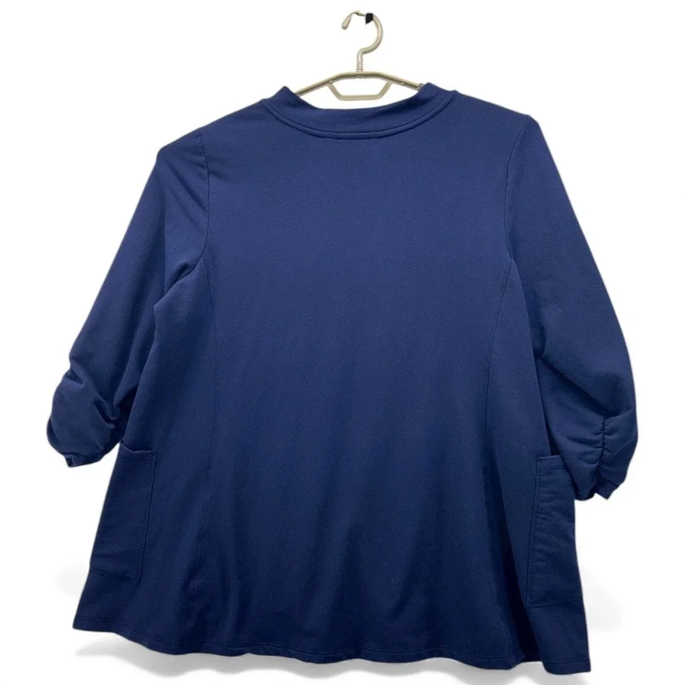 Susan Graver Tunic Sweater‎ 1x Fleece Navy Blue